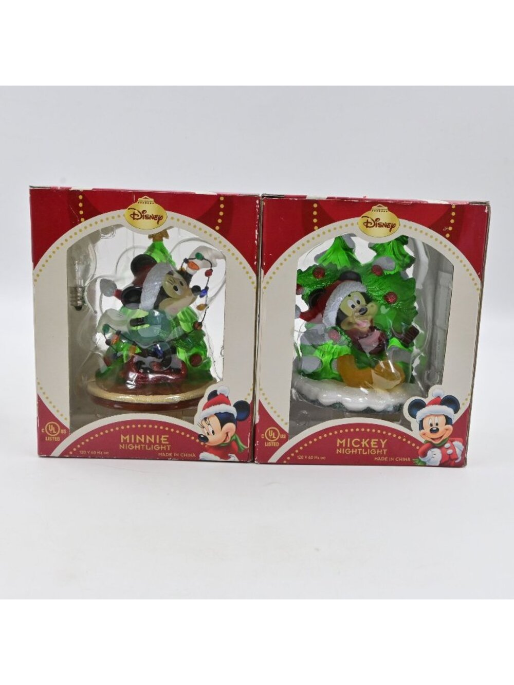 Disney Mickey Mouse & Minnie Mouse Christmas Tree Night Light Bundle